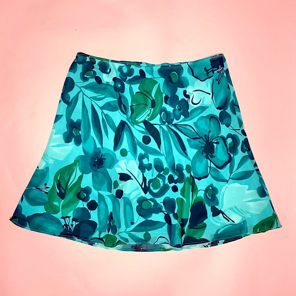vintage floral flowy mini skirt